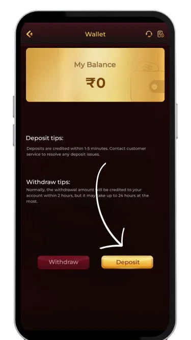 Go to the deposit option